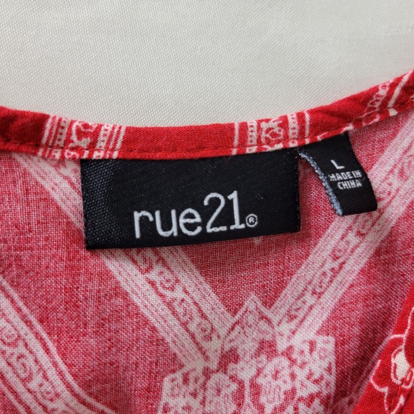 Rue 21 Womens Blouse Large Top Red Crochet Hem Sleeveless Spaghetti Strap Shirt - Picture 6 of 8